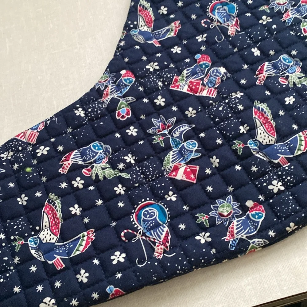 Vera Bradley quilted Christmas‎ stocking blue Owls birds
